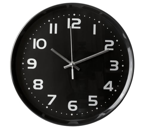 close up of an office clock on white background with clipping path